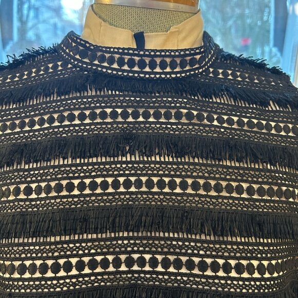 J Crew Black lace overlay fringed shift, size 10 - Picture 7 of 10